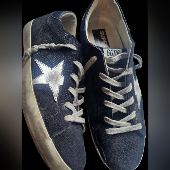 AUTHENTIC Golden Goose Black and Silver Women's Star Sneakers Size 10 EUC - Picture 4 of 16